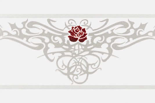 Бордюры Petracers Gran Gala Listello Tattoo Rose Bianco, цвет белый, поверхность глянцевая, прямоугольник, 210x315