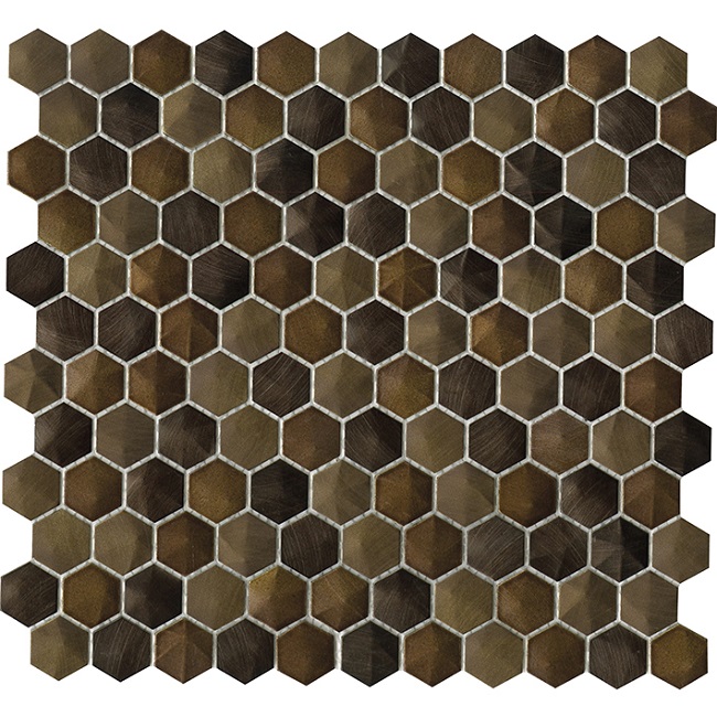 Мозаика L'Antic Colonial Colors Aluminium Chocolate L241715011, цвет коричневый, поверхность матовая, прямоугольник, 285x305
