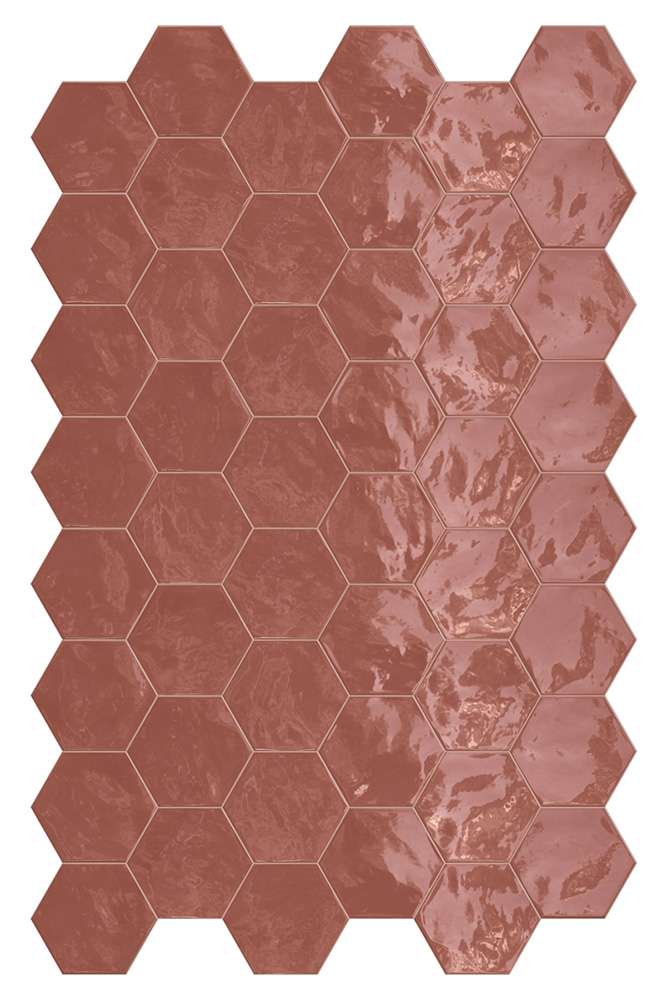 Мозаика Terratinta Hexa Cherry Pie TTHXW06G, цвет розовый, поверхность глянцевая, шестиугольник, 150x173