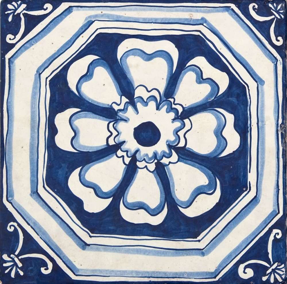 Декоративные элементы Eco Ceramica Ecologica Barocco, цвет синий, поверхность глянцевая, квадрат, 300x300