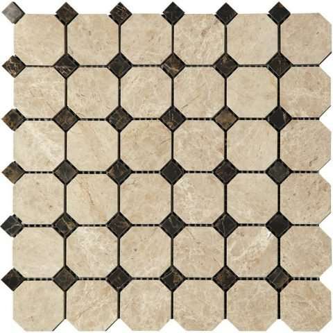 Мозаика Natural Mosaic Octagon (4,8х4,8+1,5x1,5) 7M036+7M022-BP, цвет бежевый, поверхность полированная, восьмиугольник, 305x305
