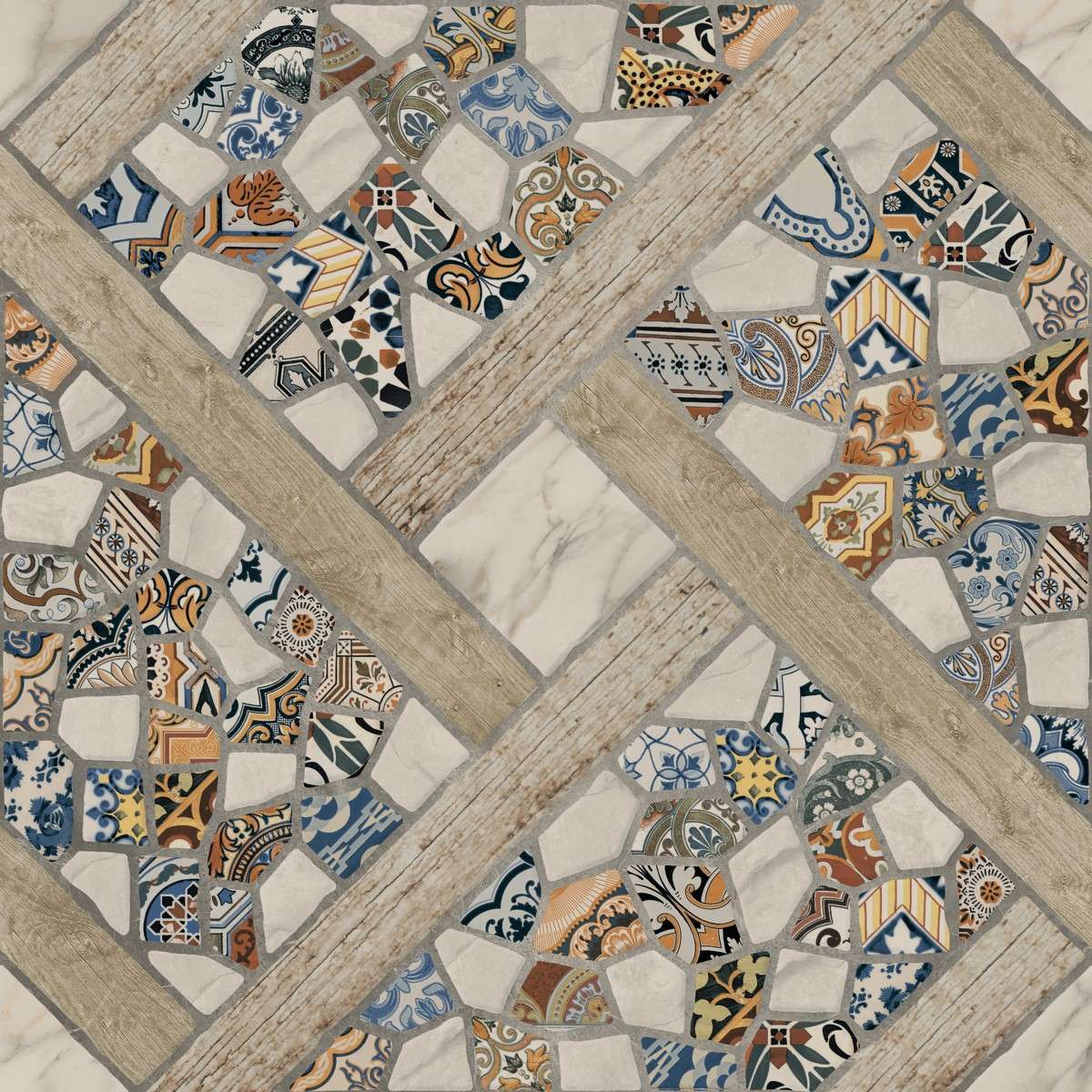 Керамическая плитка Click Gaudi, цвет разноцветный, поверхность матовая, квадрат, 450x450
