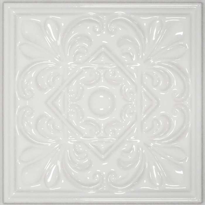 Вставки Cobsa Plus Classic 1 White Zinc, цвет белый, поверхность глянцевая, квадрат, 150x150