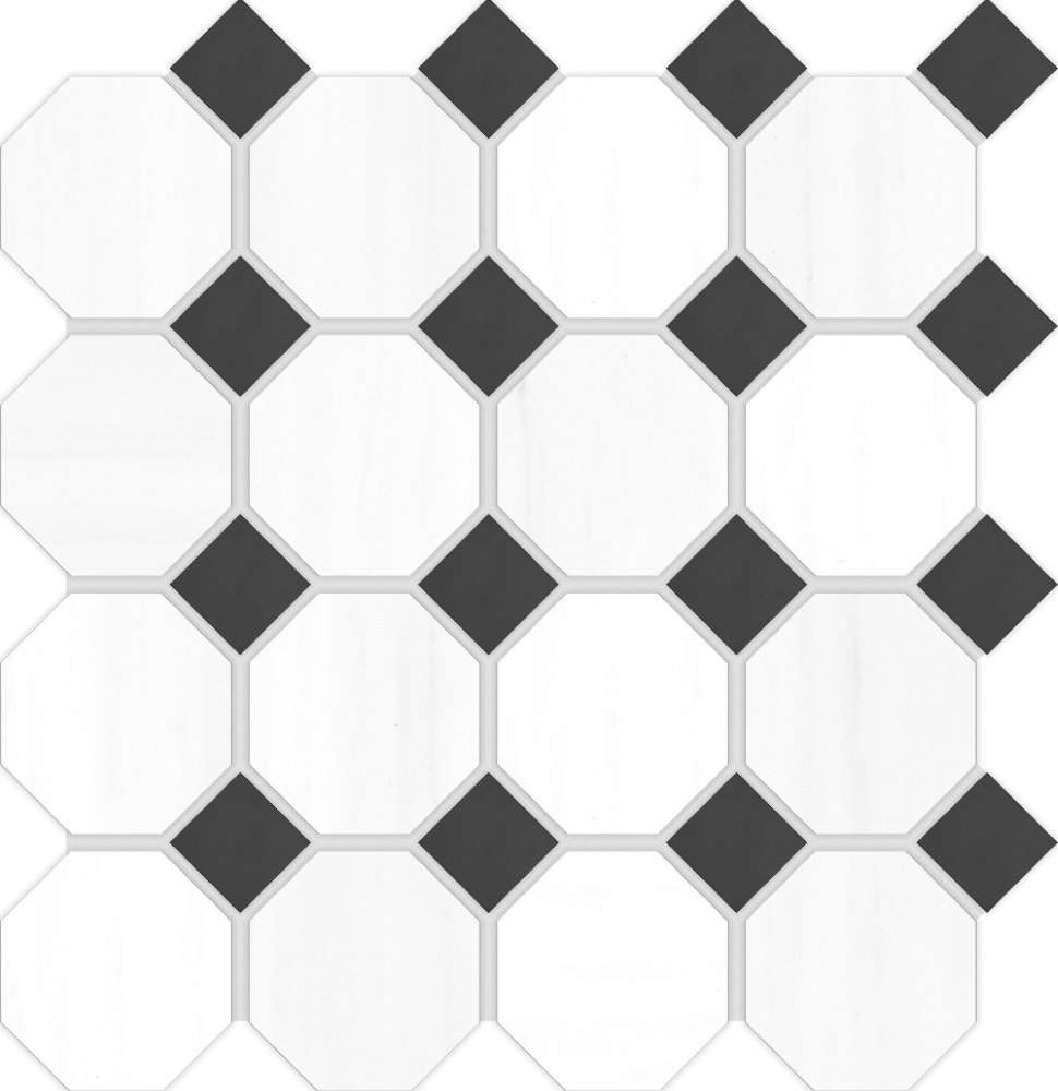 Мозаика Vallelunga Dolomiti Ottagona T3 6000778, цвет чёрно-белый, поверхность полированная, квадрат, 300x300