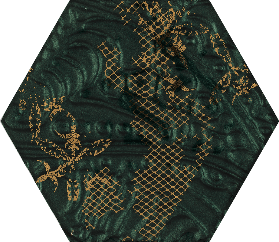 Декоративные элементы Paradyz Intense Tone Green Inserto Szklane Heksagon C, цвет зелёный, поверхность полированная, шестиугольник, 171x198