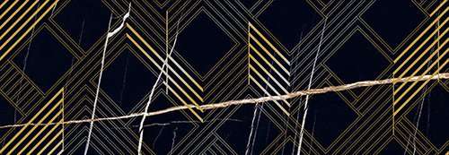 Декоративные элементы Керлайф Royal Nero Oro, цвет чёрный золотой, поверхность глянцевая, прямоугольник, 242x700
