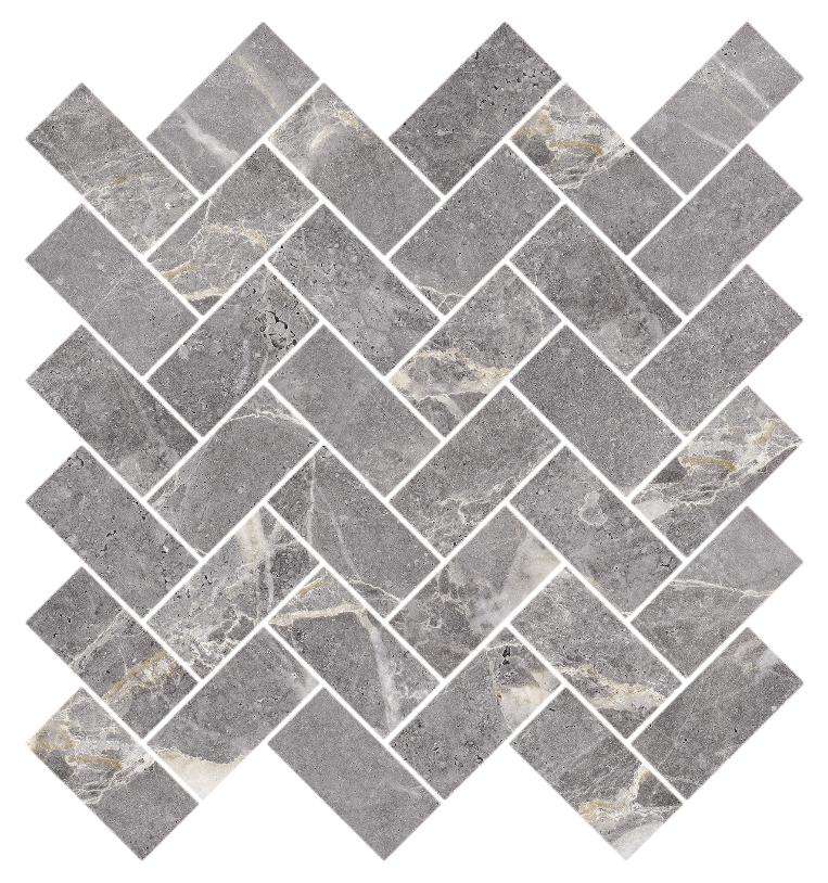 Мозаика Kerranova Marble trend K-1006/MR/m06, цвет серый, поверхность матовая, прямоугольник, 282x303
