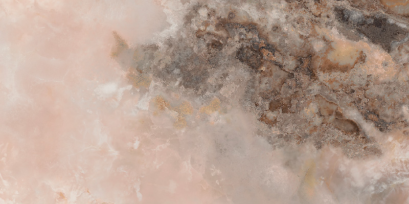 Широкоформатный керамогранит Tubadzin Onice Rosa Pol, цвет розовый, поверхность полированная, прямоугольник, 1200x2400