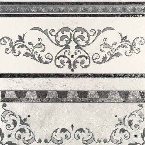 Декоративные элементы APE Mandalay Cenefa, цвет чёрно-белый, поверхность матовая, квадрат, 600x600
