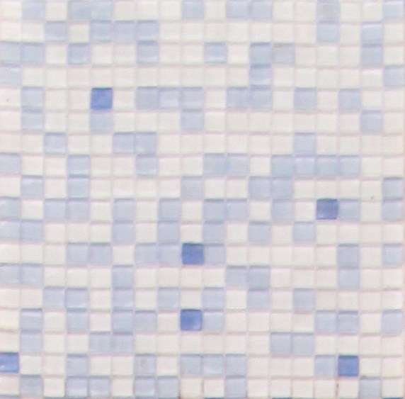 Мозаика Alma Mosaic Растяжки 15 DE-32(m) MIX 1 (первый микс), цвет белый голубой, поверхность глянцевая, квадрат, 295x295