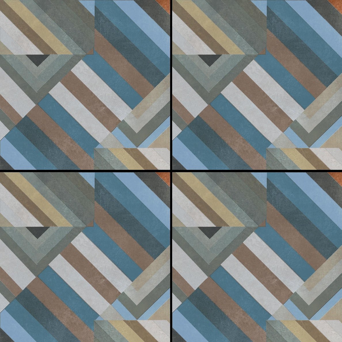 Керамогранит Mutina Azulej Prata Grigio PUA26, цвет разноцветный, поверхность матовая, квадрат, 200x200