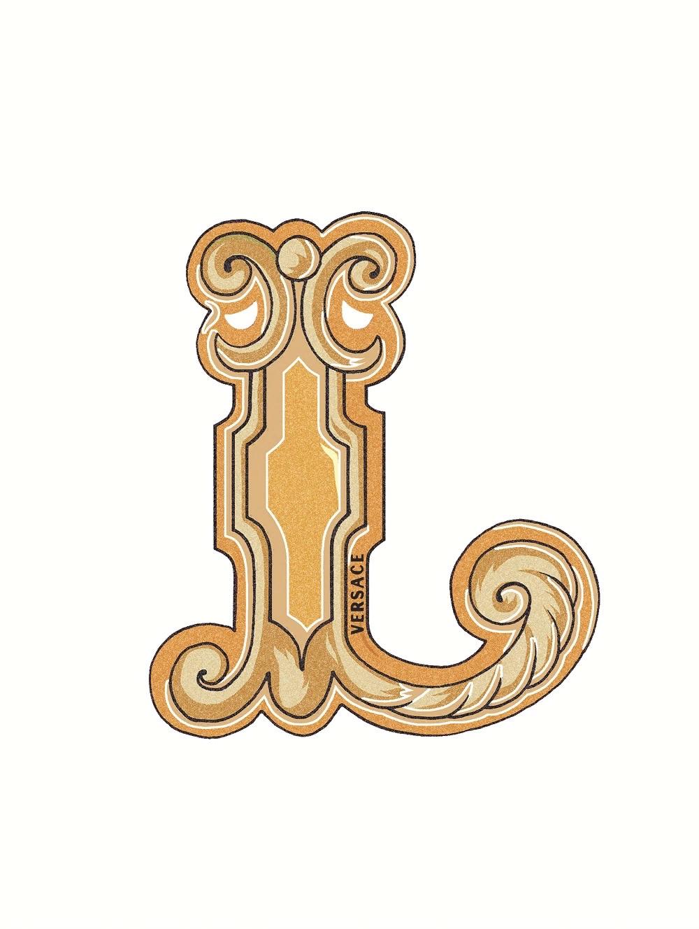 Декоративные элементы Versace Alphabet Lettera Bianca L 48951, цвет белый золотой, поверхность глянцевая, прямоугольник, 145x194