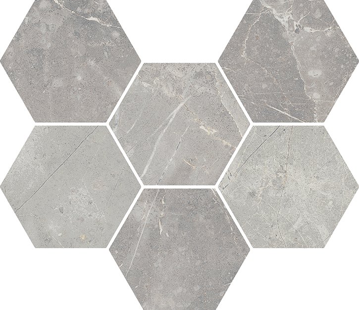 Мозаика Italon Charme Evo Imperiale Mosaico Hexagon 620110000049, цвет серый, поверхность матовая, шестиугольник, 250x290