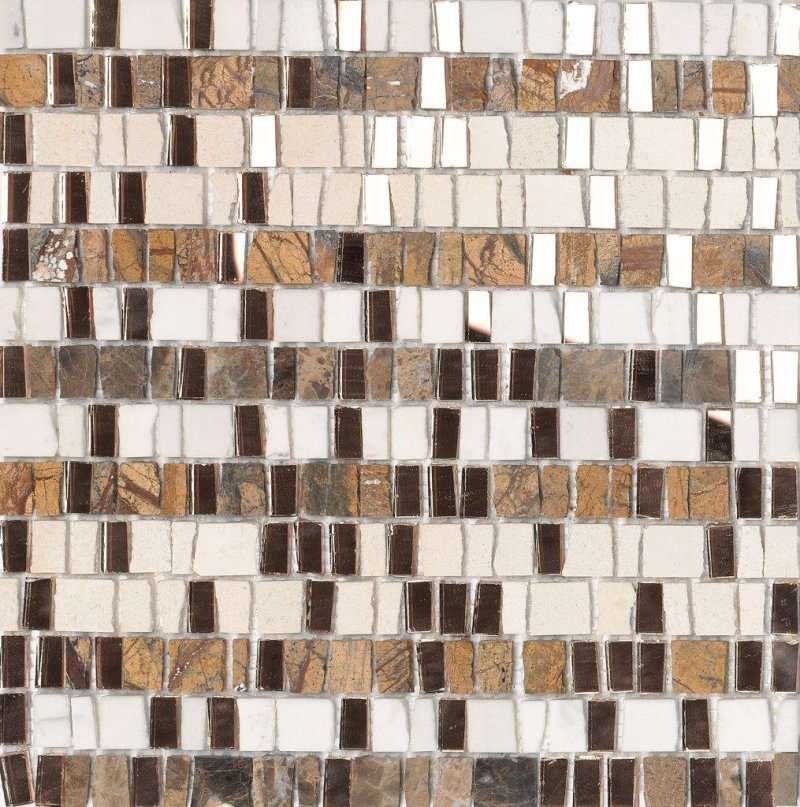 Мозаика Dune Materia Mosaics Tresor 186534, цвет бежевый, поверхность глянцевая, квадрат, 305x305