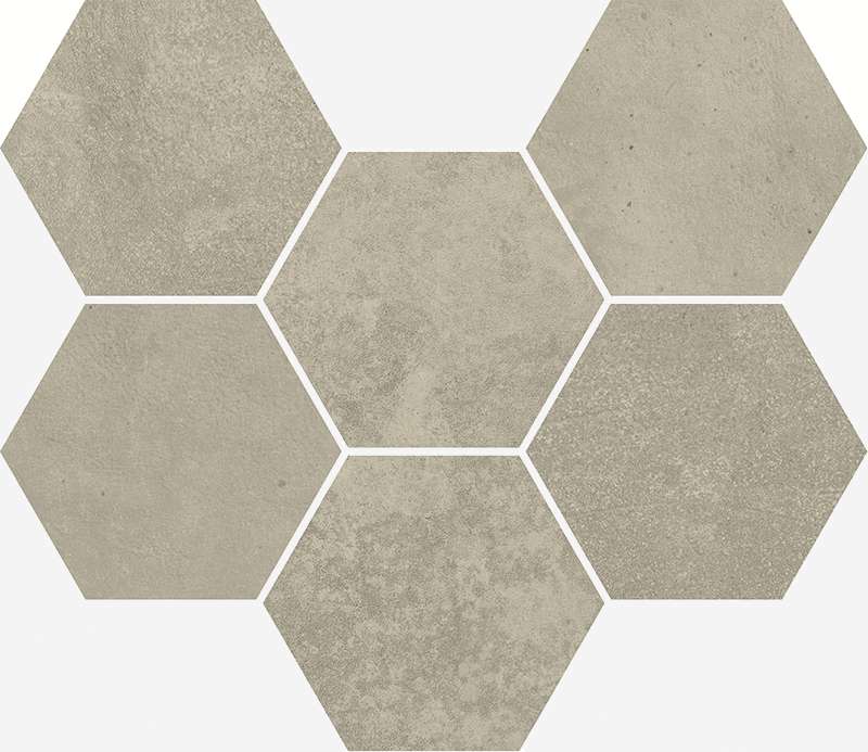 Мозаика Italon Terraviva Greige Mosaico Hexagon 620110000108, цвет бежевый, поверхность матовая, шестиугольник, 250x290