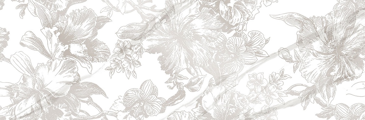 Декоративные элементы Eurotile Insomnia Decor 688, цвет белый серый, поверхность глянцевая, прямоугольник, 300x900