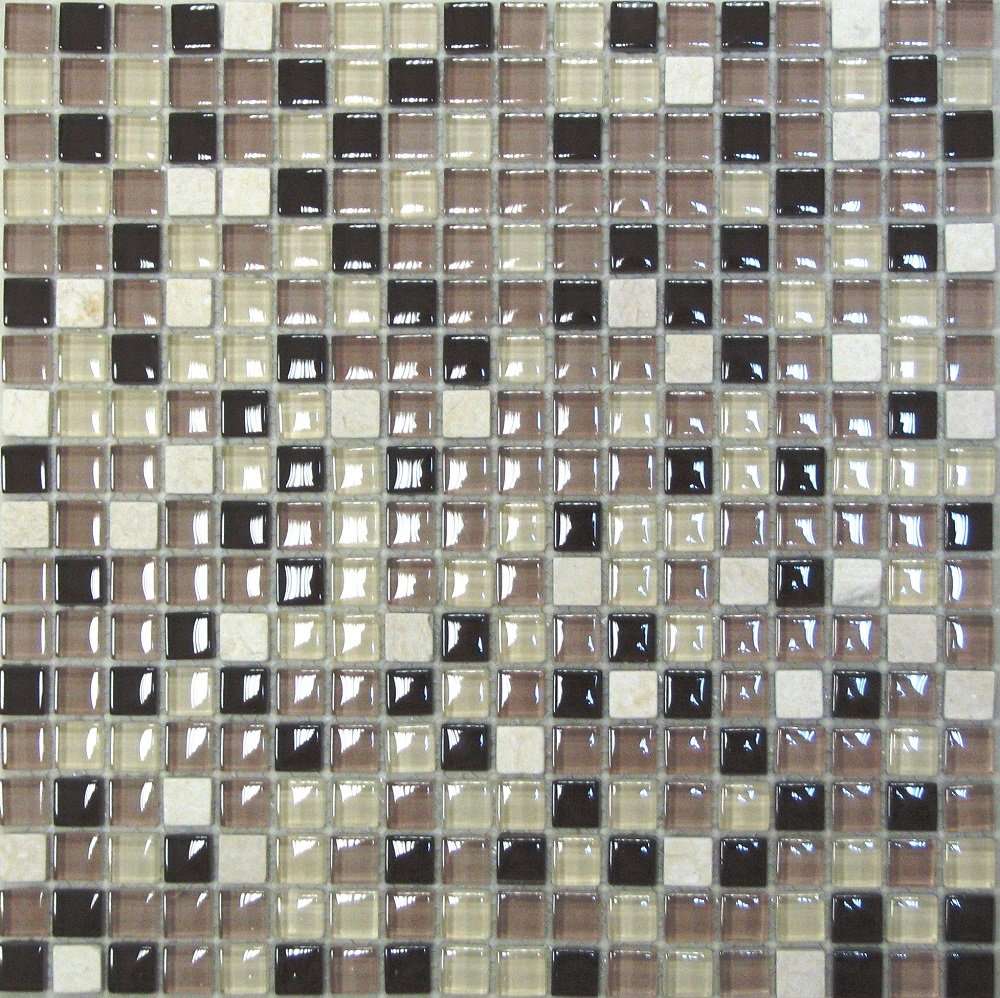 Мозаика Bonaparte Bonaparte Glass Stone 12, цвет бежевый, поверхность глянцевая, квадрат, 300x300