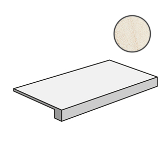 Ступени Italon Room White Stone Scalino Frontale 620070001227, цвет бежевый, поверхность патинированная, прямоугольник с капиносом, 330x1200