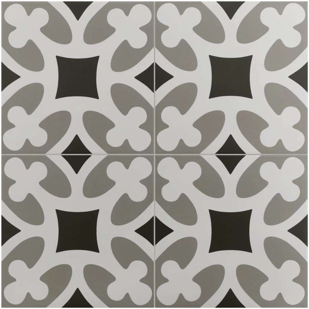 Керамогранит Equipe Rivoli Venecia 30723, цвет чёрно-белый, поверхность матовая, квадрат, 200x200