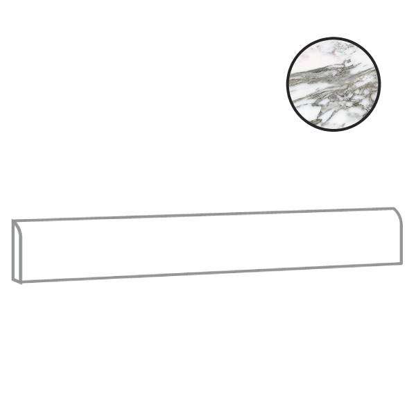 Бордюры Alfalux Marvilla Borromini Battiscopa Matt Rett. 8202024, цвет белый серый, поверхность матовая, прямоугольник, 75x600