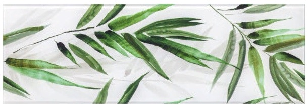 Декоративные элементы Ceramika Konskie Snow Glossy Glass Tropic A 48362, цвет белый зелёный, поверхность глянцевая, прямоугольник, 250x750