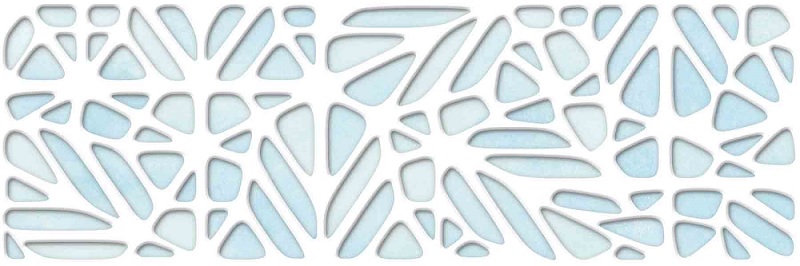 Декоративные элементы Ibero Sirio Art Blue Gloss, цвет белый голубой, поверхность глянцевая рельефная, прямоугольник, 200x600