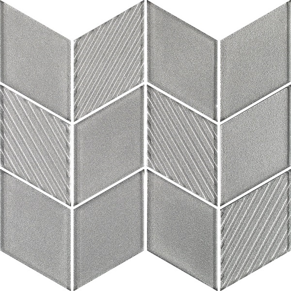 Мозаика Paradyz Uniwersalna Mozaika Szklana Silver Romb, цвет серый, поверхность глянцевая, прямоугольник, 205x238