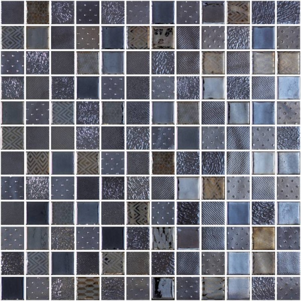Мозаика Onix Mosaico Steel Black, цвет коричневый синий, поверхность матовая, квадрат, 311x311