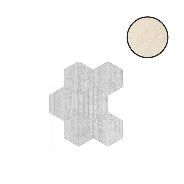 Декоративные элементы Floor Gres Biotech Touch Crema Stone 779353, цвет слоновая кость, поверхность матовая, шестиугольник, 290x380