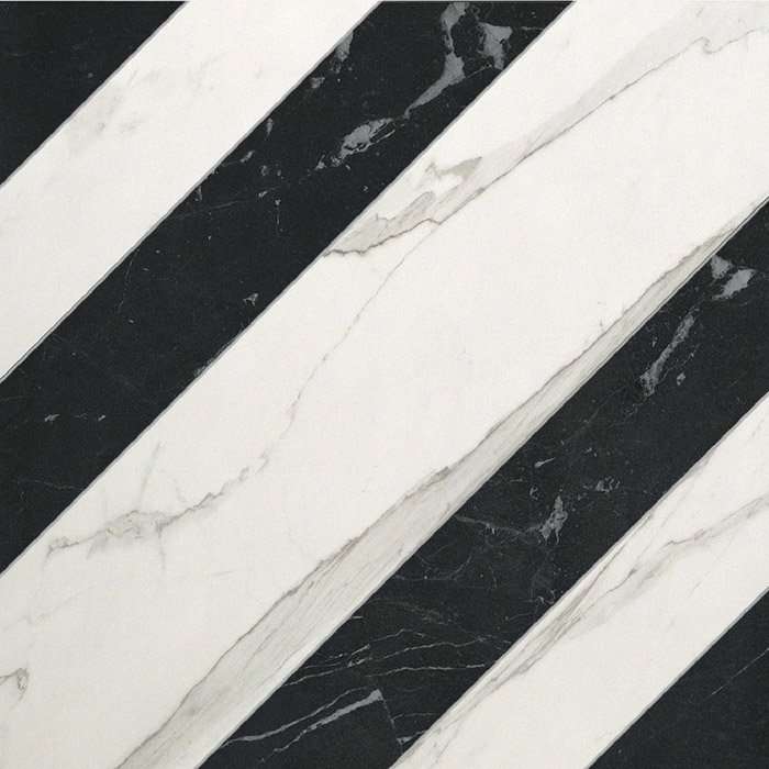 Декоративные элементы Fap Roma Righe Calacatta Imperiale fLZH, цвет чёрно-белый, поверхность матовая, квадрат, 600x600