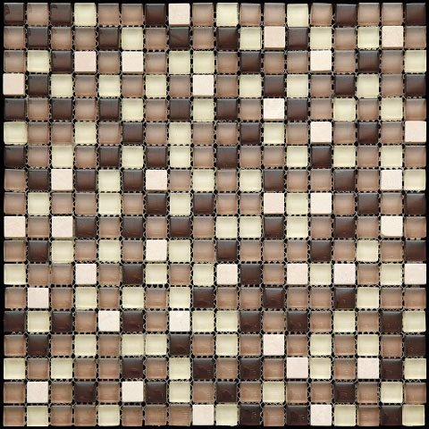 Мозаика Natural Mosaic Pastel PST-029 (Стекло Металл), цвет коричневый, поверхность глянцевая, квадрат, 298x298