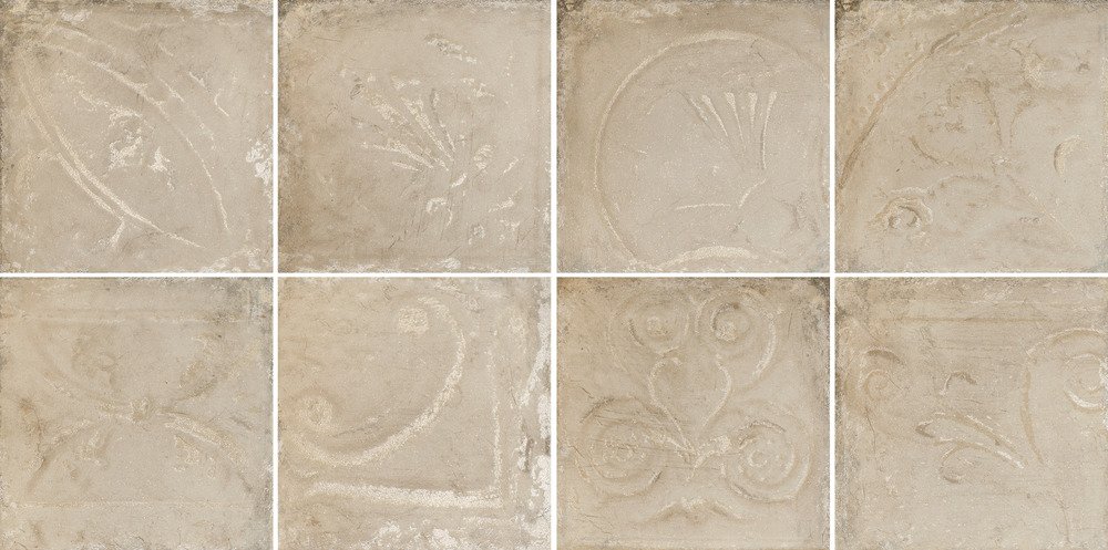Керамогранит Eco Ceramica Tin Tiles Patina Camel Beige In Relief, цвет бежевый, поверхность матовая, квадрат, 300x300