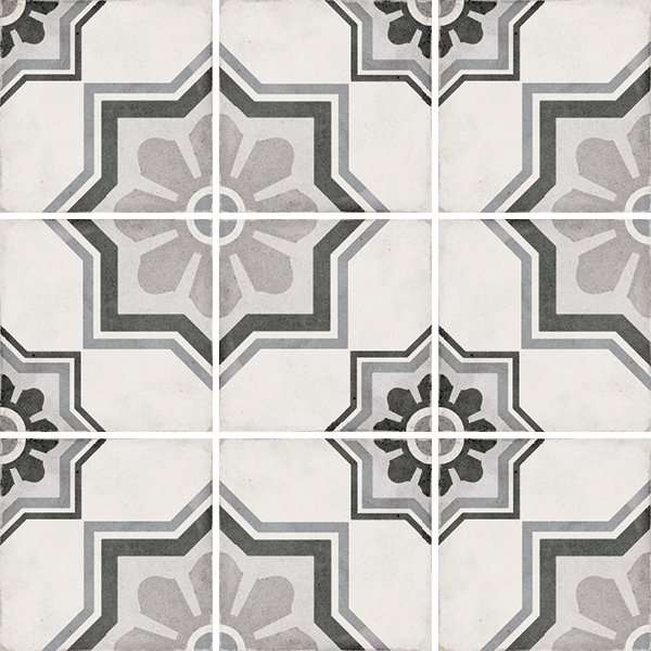 Декоративные элементы Equipe Art Nouveau Capitol Grey 24413, цвет чёрно-белый, поверхность матовая, квадрат, 200x200