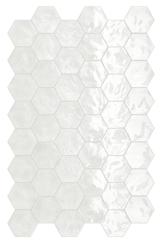 Мозаика Terratinta Hexa Lemon Sorbet TTHXW05G, цвет белый, поверхность глянцевая, шестиугольник, 150x173