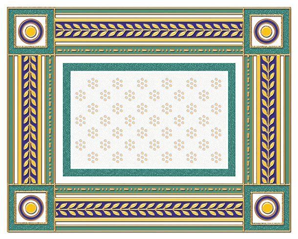 Бордюры Ceramique Imperiale Бордюр Золотой Бирюзовый 05-01-1-93-03-71-908-0, цвет разноцветный, поверхность глянцевая, прямоугольник, 200x250