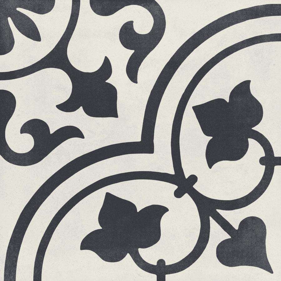 Керамогранит Harmony Cuban White Ornate 23286, цвет чёрно-белый, поверхность матовая, квадрат, 223x223