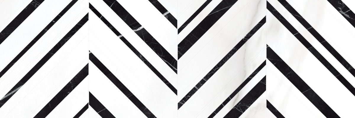 Керамическая плитка Meissen Gatsby GTU441, цвет чёрно-белый, поверхность глянцевая, прямоугольник, 250x750