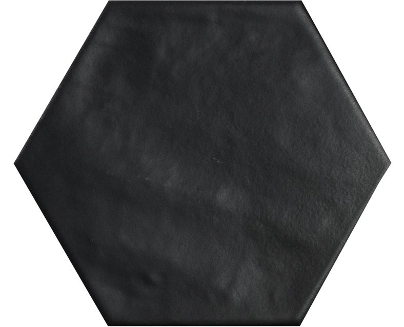 Керамогранит Ecoceramic Chiara Negro Hex, цвет чёрный, поверхность матовая, шестиугольник, 200x240