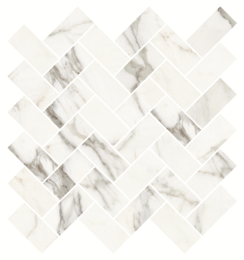 Мозаика Kerranova Marble trend K-1001/LR/m06, цвет белый, поверхность лаппатированная, прямоугольник, 282x303