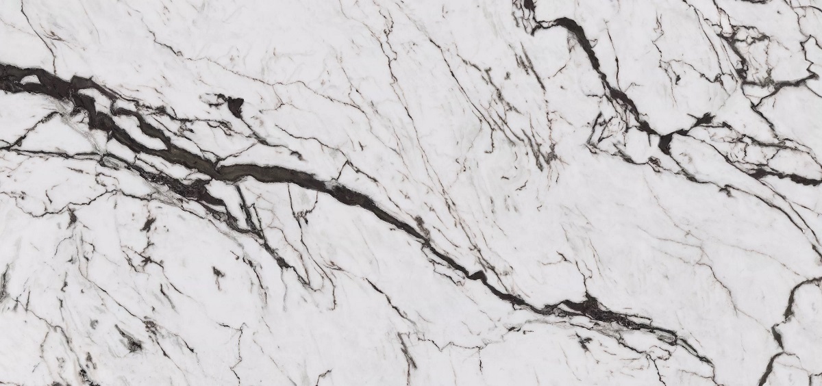 Широкоформатный керамогранит Neolith Classtone San Simone SM01 Silk 6mm, цвет белый чёрный, поверхность матовая, прямоугольник, 1500x3200