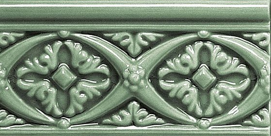 Бордюры Adex ADMO4006 Relieve Bizantino C/C Verde Oscuro, цвет зелёный, поверхность глянцевая, прямоугольник, 75x150