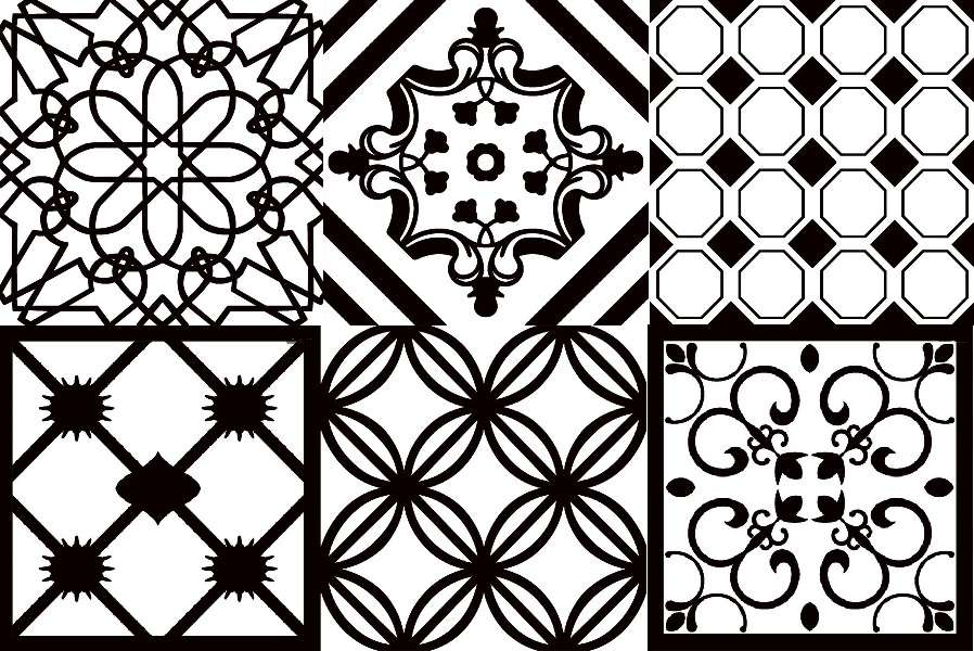 Керамогранит Azulejos El Mijares Botticelli, цвет чёрно-белый, поверхность матовая, квадрат, 225x225