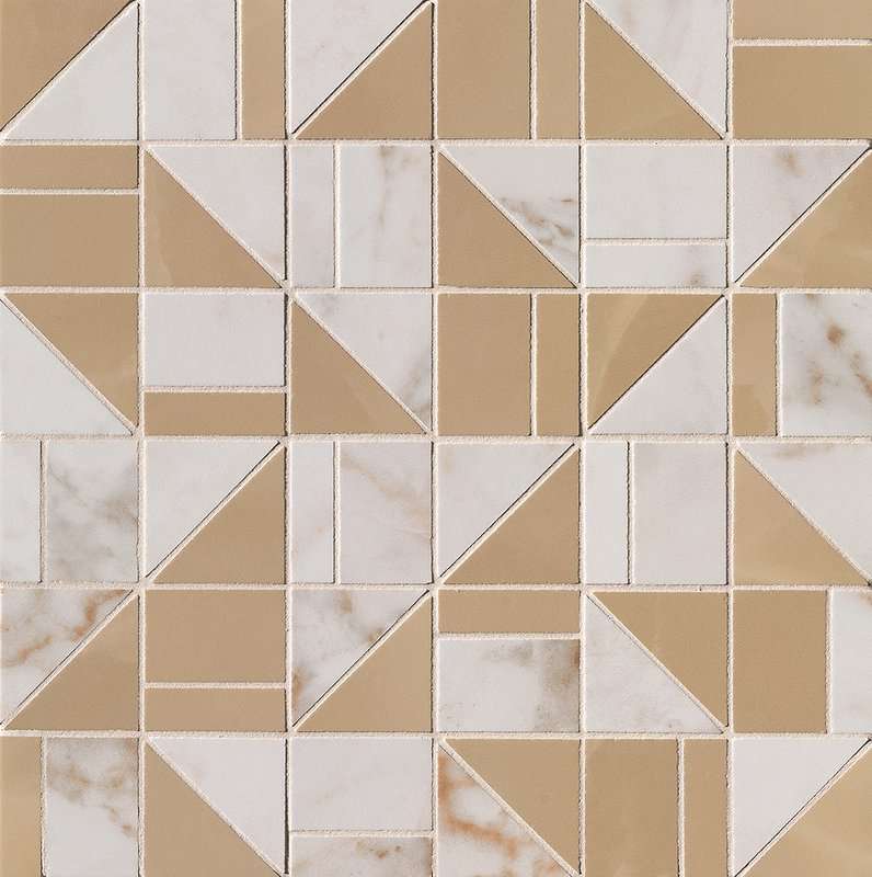 Мозаика Fap Roma Gold Calacatta Delicato Mosaico fQKG, цвет белый коричневый, поверхность глянцевая, квадрат, 305x305