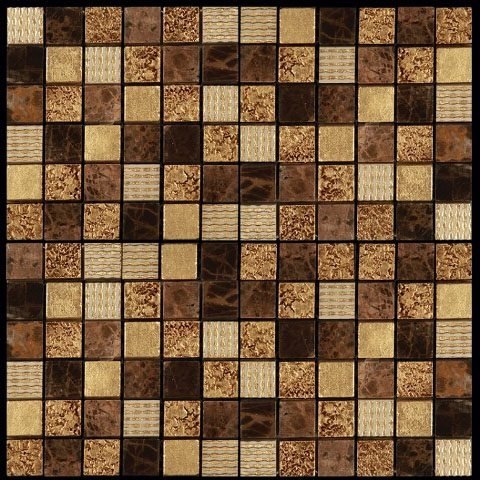 Мозаика Natural Mosaic Pharaoh CPR-2307 (DSA-2307) (Мрамор Агломерат), цвет коричневый, поверхность глянцевая, квадрат, 298x298