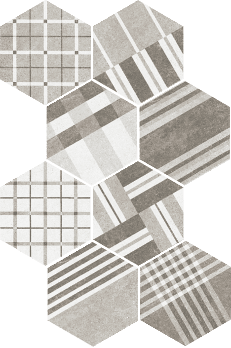 Декоративные элементы Equipe Hexatile Cement Geo Grey 22101, цвет серый, поверхность матовая, шестиугольник, 175x200