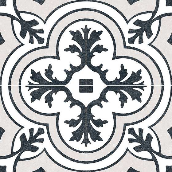 Керамическая плитка Dual Gres Kian Carmen Graphite, цвет чёрно-белый, поверхность матовая, квадрат, 450x450