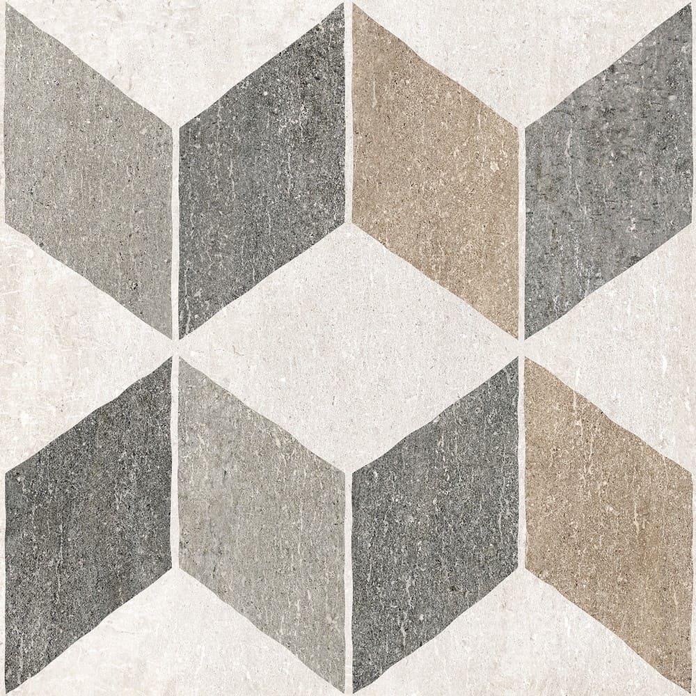 Декоративные элементы Керамин Темпо 7Д, цвет белый серый коричневый, поверхность матовая, квадрат, 600x600