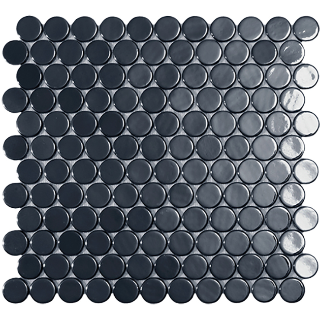 Мозаика Vidrepur Circle № 6005 BR Чёрный, цвет чёрный, поверхность глянцевая, квадрат, 300x300
