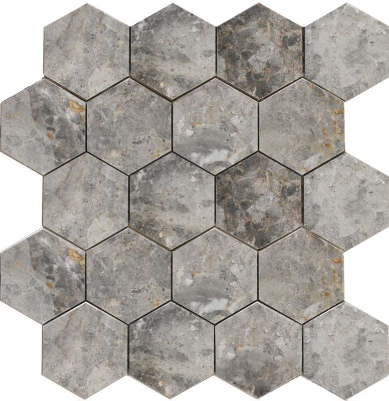 Мозаика Starmosaic Wild Stone Hexagon LgP, цвет серый, поверхность полированная, шестиугольник, 270x305
