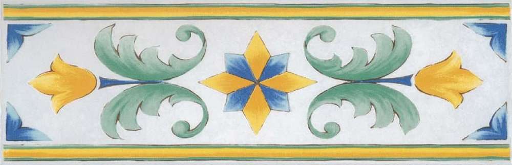 Бордюры Savoia Riggiole Napoletane Fascia Santa Chiara SFA3577, цвет разноцветный, поверхность матовая, прямоугольник, 110x340
